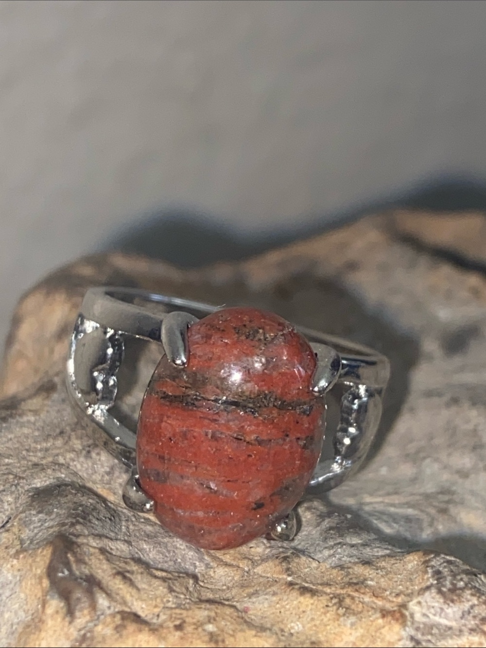 5/$10❤️❤️❤️NEW Silver Tone Zinc Alloy Resin Swirl Cabochon Ring